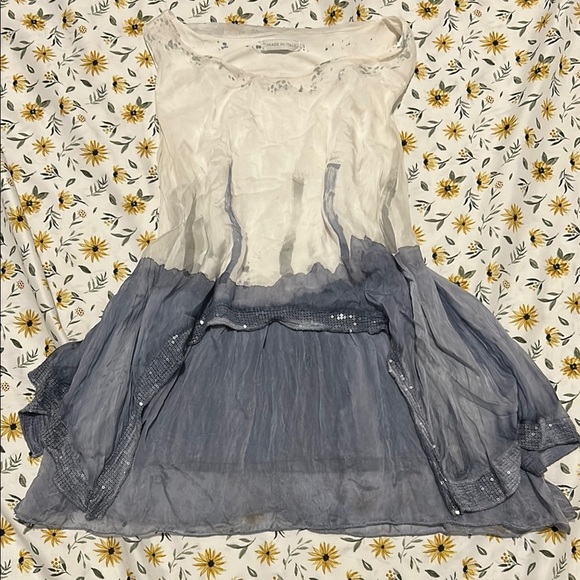 Made in Italy Hand Dyed Sleeveless Silk Blouse Lightweight With Sequins - Picture 2 of 7